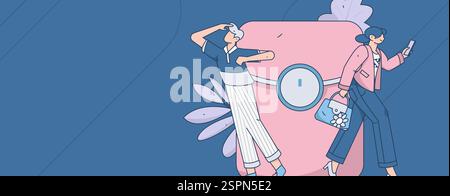 Holiday shopping people doing e-commerce online shopping flat vector concept operation hand drawn illustration Stock Vector