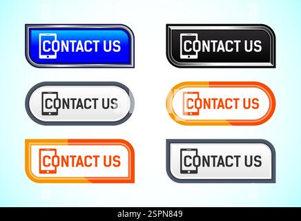 Contact us button design illustration, Suitable for mobile app, and website UI design Stock Vector