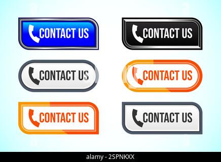 Contact us button design illustration, Suitable for mobile app, and website UI design Stock Vector