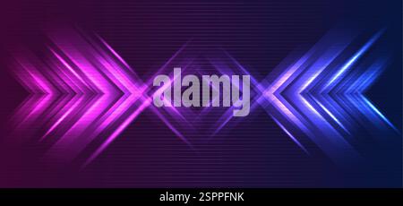 Abstract futuristic background with glowing light effect. Vector illustration. Abstract blue Neon Arrow Background. Neon speed light background. Stock Vector