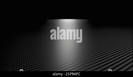 Light beam illuminating textured carbon fiber surface 3d background Stock Photo