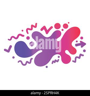 Abstract Liquid Splash with Vibrant Gradient and Playful Shapes Stock Vector