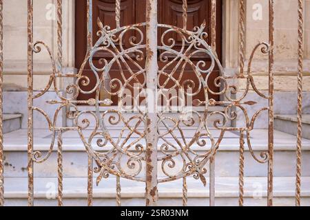 Old ornament iron fence, Sliema, Malta Stock Photo