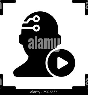 AI video face recognition icon Stock Vector