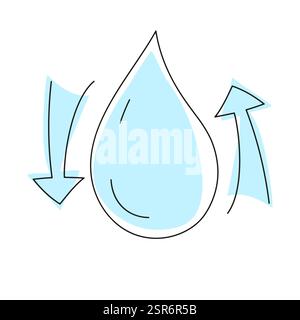 Water droplet illustration representing movement and flow dynamics in a simple design Stock Vector