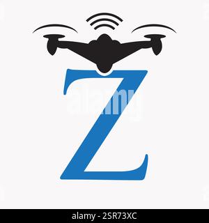 Initial Letter Z Drone Logo Design Concept For Agriculture Irrigation Sigh Vector And Template Stock Vector