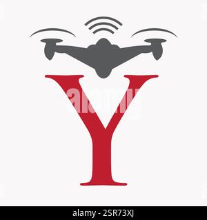 Initial Letter Y Drone Logo Design Concept For Agriculture Irrigation Sigh Vector And Template Stock Vector