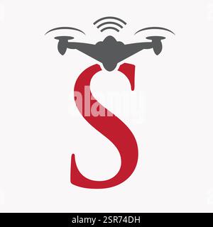 Initial Letter S Drone Logo Design Concept For Agriculture Irrigation Sigh Vector And Template Stock Vector