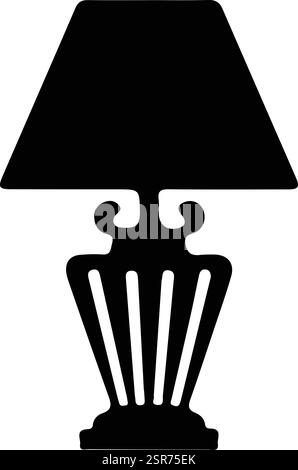 Lamp flat icon. Vector illustration. Black symbol on white background. Stock Vector