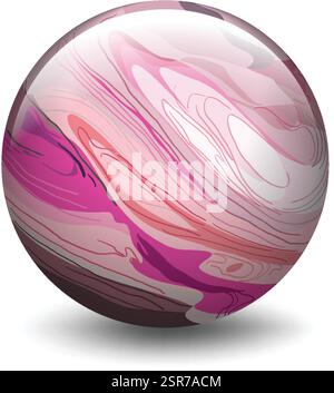 A vibrant, swirling pink and white sphere illustration Stock Vector