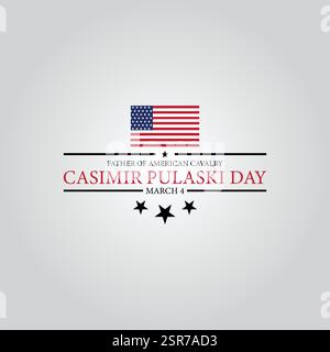 Commemorating Casimir Pulaski Day March 4th Celebration Stock Vector