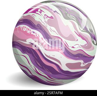 Colorful swirling patterns on a spherical surface Stock Vector