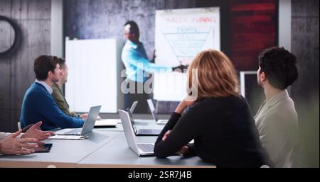 Learning Languages Online: Diverse Group Attends Virtual E-Learning Webinar Stock Photo