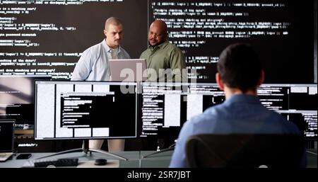 Innovative Team of Diverse Software Engineers Develop Computer Programs Stock Photo