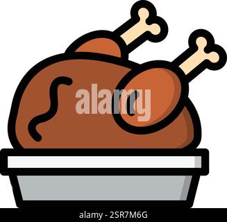 Roasted Chicken Vector Icon Design Illustration Stock Vector