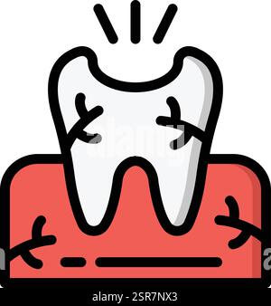 Broken Tooth Vector Icon Design Illustration Stock Vector