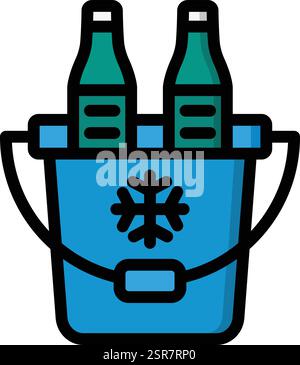 Ice Bucket Vector Icon Design Illustration Stock Vector