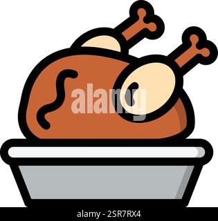 Roast Chicken Vector Icon Design Illustration Stock Vector