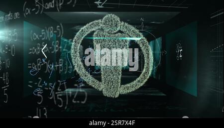 Image of man icon over mathematical equations Stock Photo