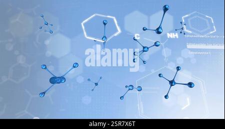Image of scientific data processing over molecules Stock Photo