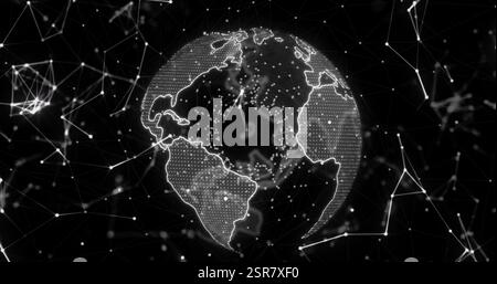 Image of network of connections over globe Stock Photo