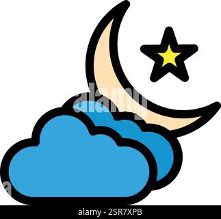 Cloud And Moon Vector Icon Design Illustration Stock Vector