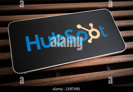 Hubspot company - developer and marketer of software products for inbound marketing, sales, and customer service Stock Photo