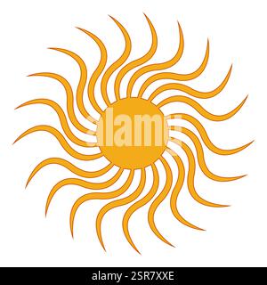 Stylized sun with wavy radiating lines Stock Vector