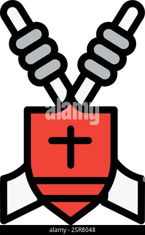 Shield with spear Vector Icon Design Illustration Stock Vector