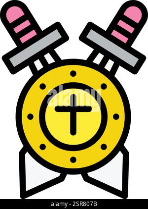 Shield with sword Vector Icon Design Illustration Stock Vector