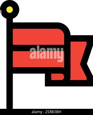 Fluttering Flag Vector Icon Design Illustration Stock Vector