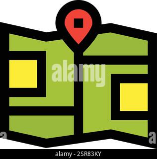Tri Folded Map Vector Icon Design Illustration Stock Vector
