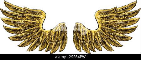Eagle Angel Wings Tattoo Vintage Woodcut Style Stock Vector