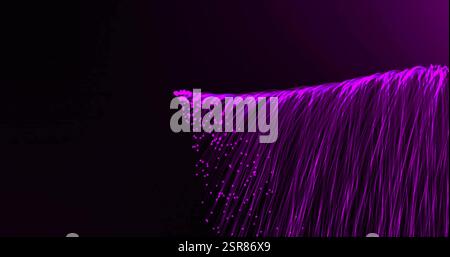 Purple fiber optic cables with glowing dots, digital data transmission image Stock Photo