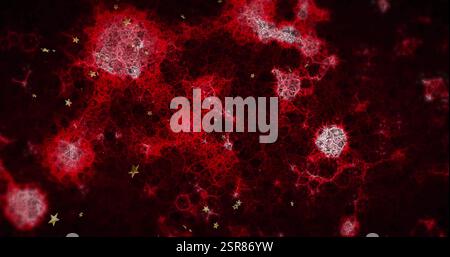 Image of molecules moving over black background Stock Photo