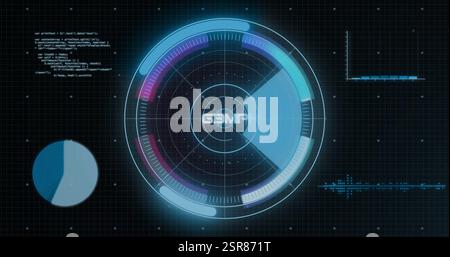 Image of speedometer, digital data processing and scope scanning Stock Photo
