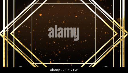Image of golden frame over yellow spots moving Stock Photo