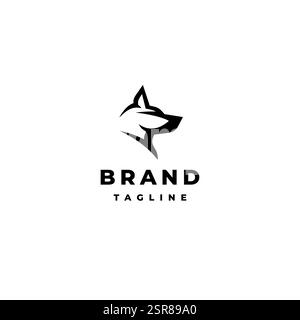 Strong Dog Head Silhouette Logo Design. Simple Guard Dog Head Silhouette Logo Design. Stock Vector