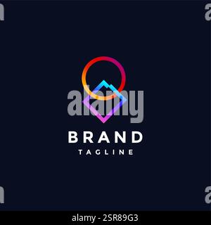 Colorful Linked Sun And Mountain Icon Logo Design. Colorful Symbol of the Sun and Mountain Connected Logo Design. Stock Vector