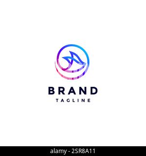 Colorful Stingray Outline In Circle Logo Design. Continuous Line of Stingrays Forming a Circle Symbol Logo Design. Stock Vector