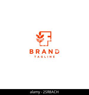Simple Grained Letter F Logo Design. Outline Letter F With Wheat Icon Logo Design. Stock Vector