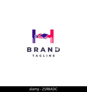 Initial Letter H Helping Each Other Logo Design. Two Hands Help Each Other Form the Initial Letter H Logo Design. Stock Vector