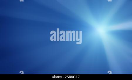 Soft and vibrant blue gradient background with radiant light rays. Abstract and blurred full frame background, copy space. Stock Photo