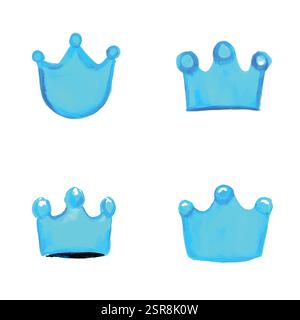A handdrawn watercolor illustration of Crown hand-drawn set that was image traced and vectorized. The illustration is perfect for any design project t Stock Vector