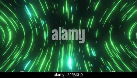 Image of green trails moving on black background Stock Photo