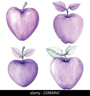 A handdrawn watercolor illustration of Apple Watercolor Set that was image traced and vectorized. The illustration is perfect for any design project t Stock Vector