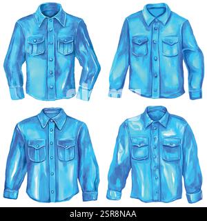 A handdrawn watercolor illustration of Watercolor Hand-Drawn Shirt Collection that was image traced and vectorized. The illustration is perfect for an Stock Vector