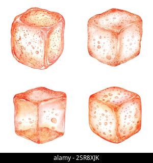 A handdrawn watercolor illustration of Watercolor Hand-Drawn Ice Cubes that was image traced and vectorized. The illustration is perfect for any desig Stock Vector
