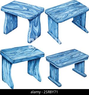 A handdrawn watercolor illustration of Hand-drawn watercolor illustrations of desks that was image traced and vectorized. The illustration is perfect Stock Vector