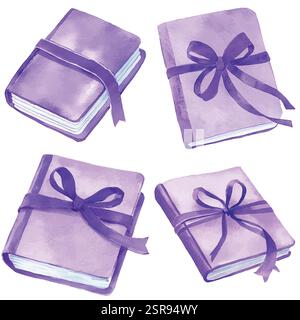A handdrawn watercolor illustration of Hand-drawn Watercolor Journal Set that was image traced and vectorized. The illustration is perfect for any des Stock Vector